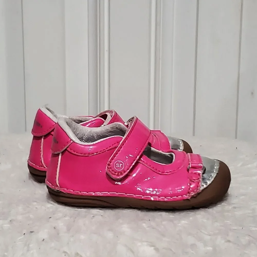 Baby Girl Stride Rite Shoes Size 4M Pink and Silver Baby Shoes Barely Used